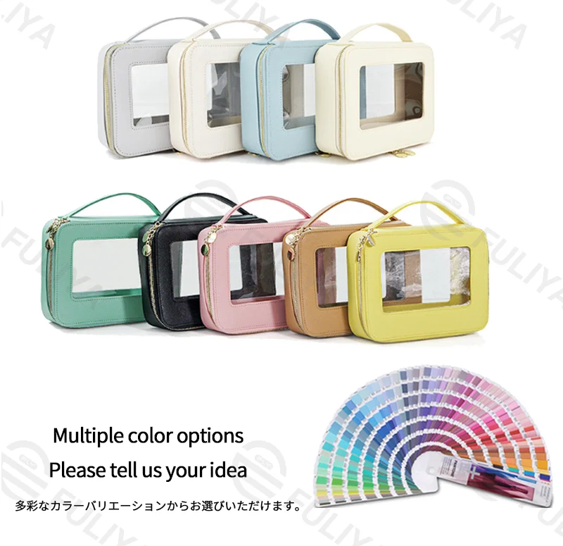 Guangzhou Fuliya Industry Co.,Ltd C-81219 PVC clear-window makeup bag, waterproof and easy to clean, multiple sizes, portable handle - for travel and daily storage.