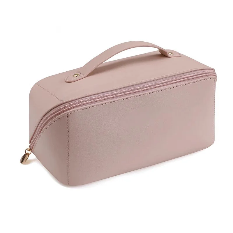 Guangzhou Fuliya Industry Co.,Ltd C-81221 PU leather makeup bag, water-resistant fabric, large capacity with compartments, reinforced handle and smooth zipper - portable for travel and daily use.
