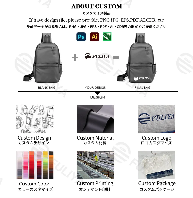 Guangzhou Fuliya Industry Co.,Ltd C-81230 Men's casual chest bag, water-resistant fabric, large capacity with multi-layer storage, anti-theft back pocket, detachable adjustable strap and breathable shoulder strap - for commuting, travel, and daily use.
