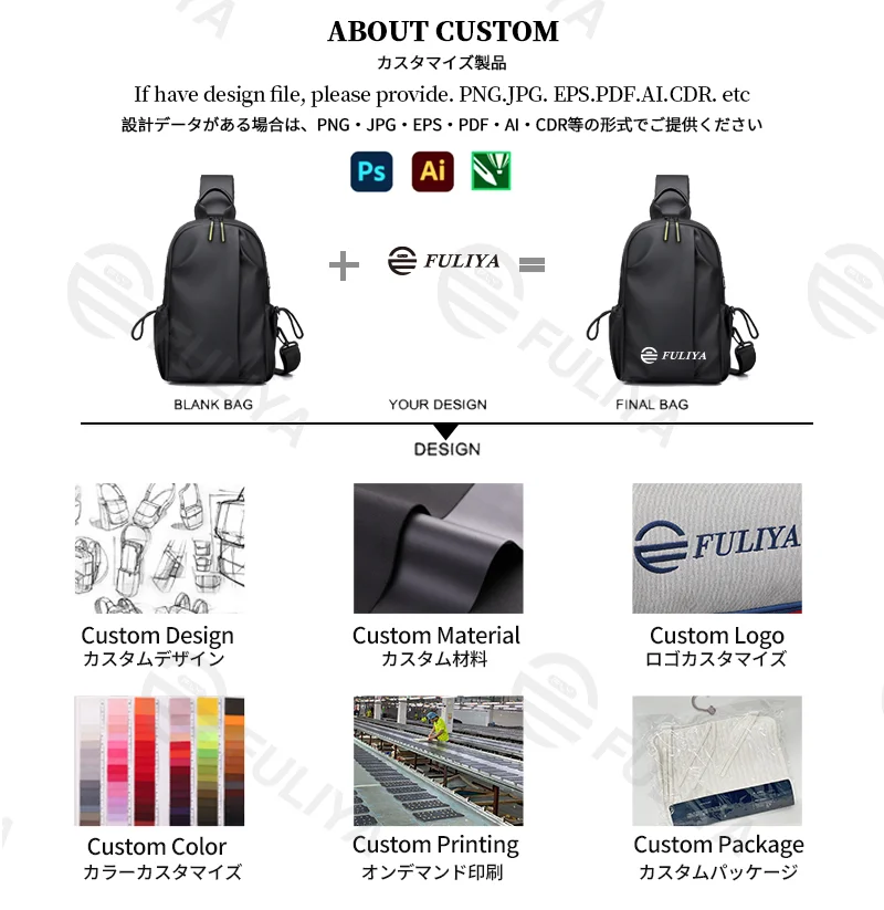 広州富麗雅実業有限会社  C-81231 メンズカジュアルチェストバッグ、撥水、多層大容量、防犯背面ポケット、サイドボトルポケット、取り外しストラップ - 通勤・アウトドア・旅行に。