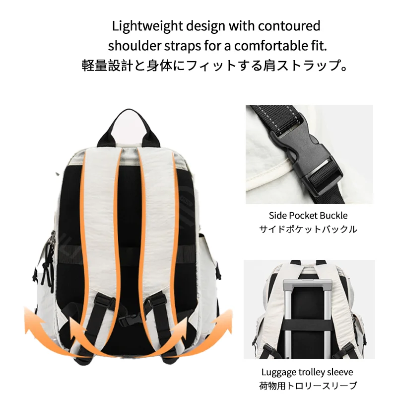 Guangzhou Fuliya Industry Co.,Ltd C-81236 Lightweight waterproof travel backpack, drawstring adjustable, laptop compartment and anti-theft pocket, reflective webbing, non-slip chest strap, and tripod holder - for hiking and daily use.