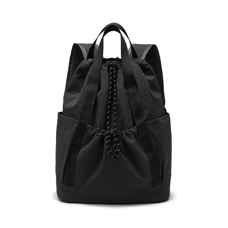 Guangzhou Fuliya Industry Co.,Ltd C-81238 Lightweight waterproof nylon drawstring backpack, large main compartment, magnetic front pocket, back zipper pocket, side pocket, adjustable straps, and comfortable handle - for cycling, gym, college, and sports.