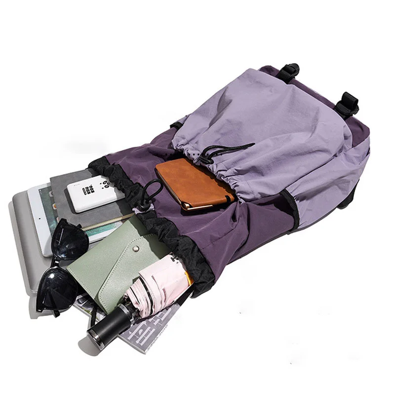 Guangzhou Fuliya Industry Co.,Ltd C-81239 Lightweight drawstring backpack, large capacity, laptop compartment, front and side pockets, breathable straps - for outdoor, travel, and sports