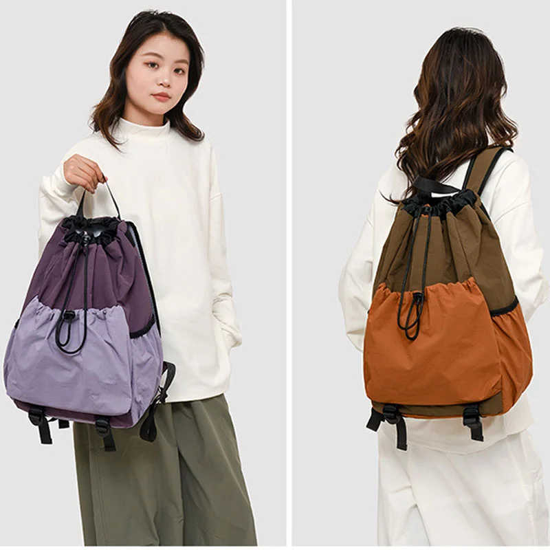 Guangzhou Fuliya Industry Co.,Ltd C-81239 Lightweight drawstring backpack, large capacity, laptop compartment, front and side pockets, breathable straps - for outdoor, travel, and sports