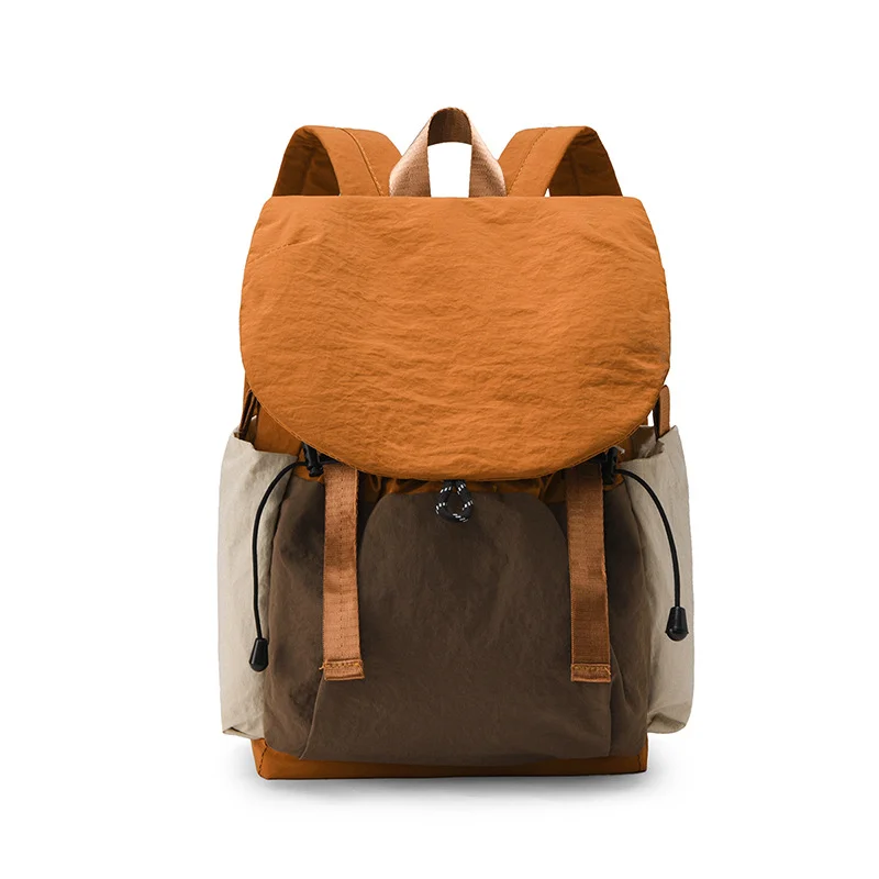 Guangzhou Fuliya Industry Co.,Ltd C-81240 Casual flap backpack, waterproof and lightweight, large capacity, magnetic front pocket, side pockets, and drawstring closure - for outdoor, hiking, and travel.