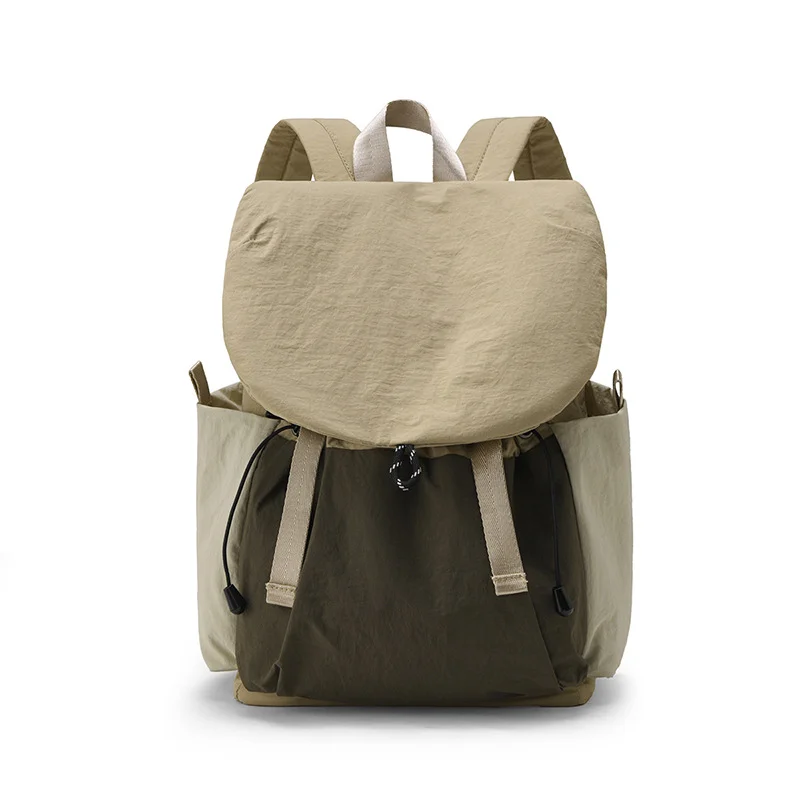 Guangzhou Fuliya Industry Co.,Ltd C-81240 Casual flap backpack, waterproof and lightweight, large capacity, magnetic front pocket, side pockets, and drawstring closure - for outdoor, hiking, and travel.