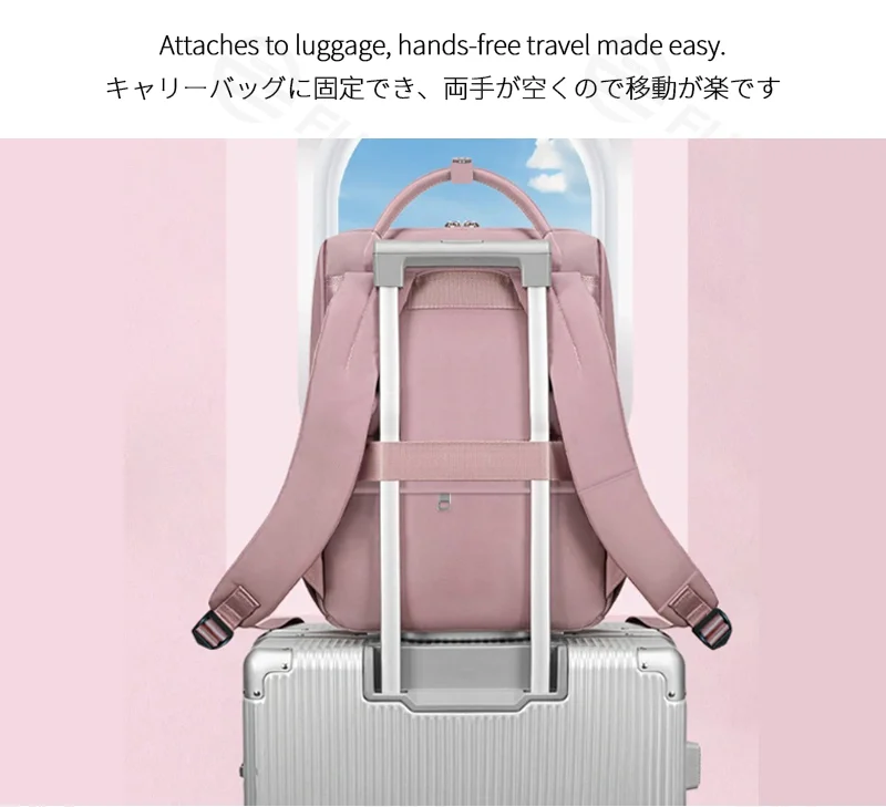 Guangzhou Fuliya Industry Co.,Ltd C-81242 Women's casual backpack, water-repellent, large capacity with compartments, laptop sleeve, front zipper pocket, card slot, side pockets, and luggage strap - for daily, travel, and school.