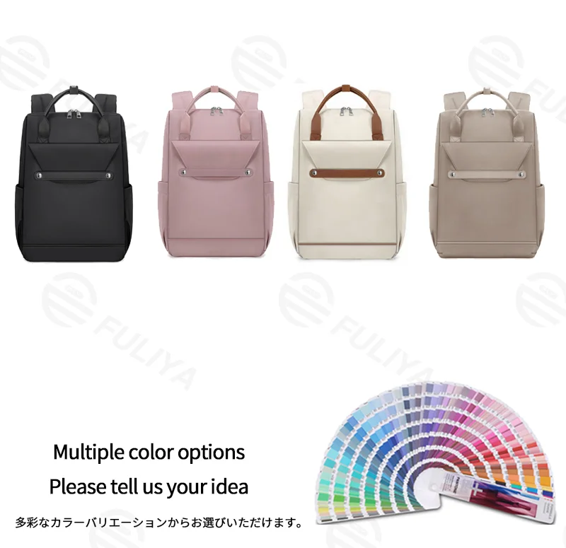Guangzhou Fuliya Industry Co.,Ltd C-81242 Women's casual backpack, water-repellent, large capacity with compartments, laptop sleeve, front zipper pocket, card slot, side pockets, and luggage strap - for daily, travel, and school.