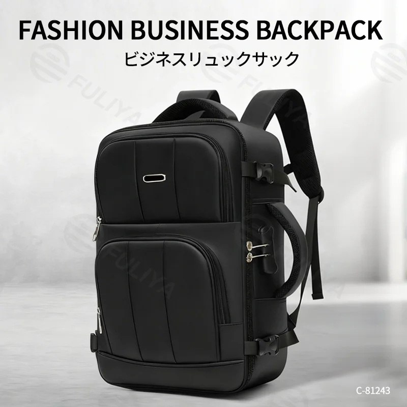 広州富麗雅実業有限会社  C-81243  メンズビジネス通勤リュック、大容量、ダイヤルロック、PCスリーブ、180°ワイドオープン、スーツケーススリーブ、通気バックパネル - 出張・旅行に。