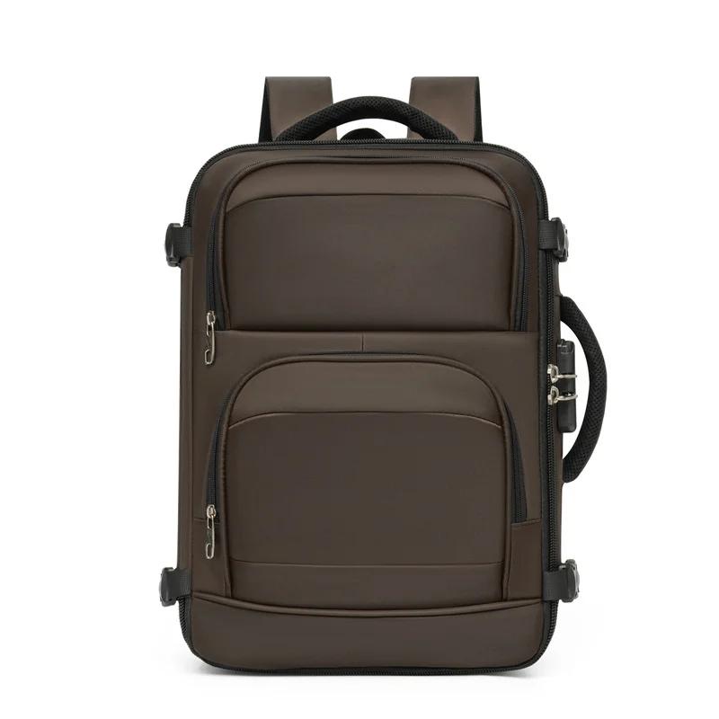 Guangzhou Fuliya Industry Co.,Ltd C-81243 Men's business commuter backpack, large capacity, combination lock, laptop compartment, 180° opening, luggage sleeve, and breathable back panel - for business trips and travel.