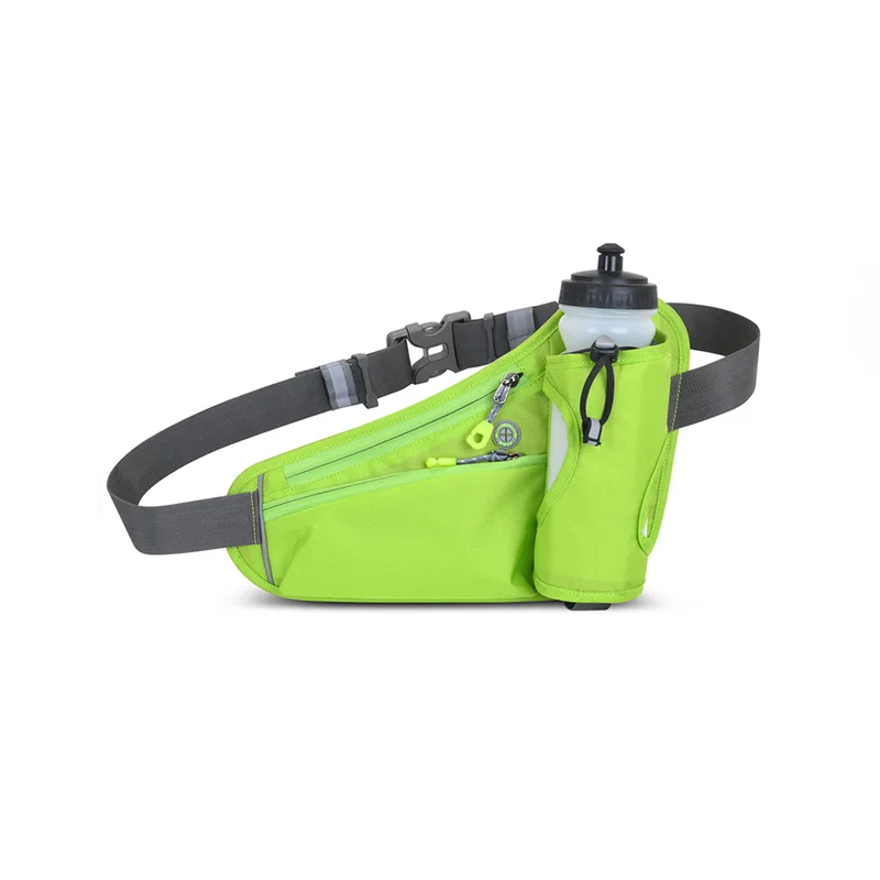 Guangzhou Fuliya Industry Co.,Ltd C-81246 Outdoor sports waist bag, nano waterproof, large capacity, dedicated water bottle pocket, headphone hole, reflective strips, locking zipper pulls, and breathable back panel - for running, fitness, and outdoor.