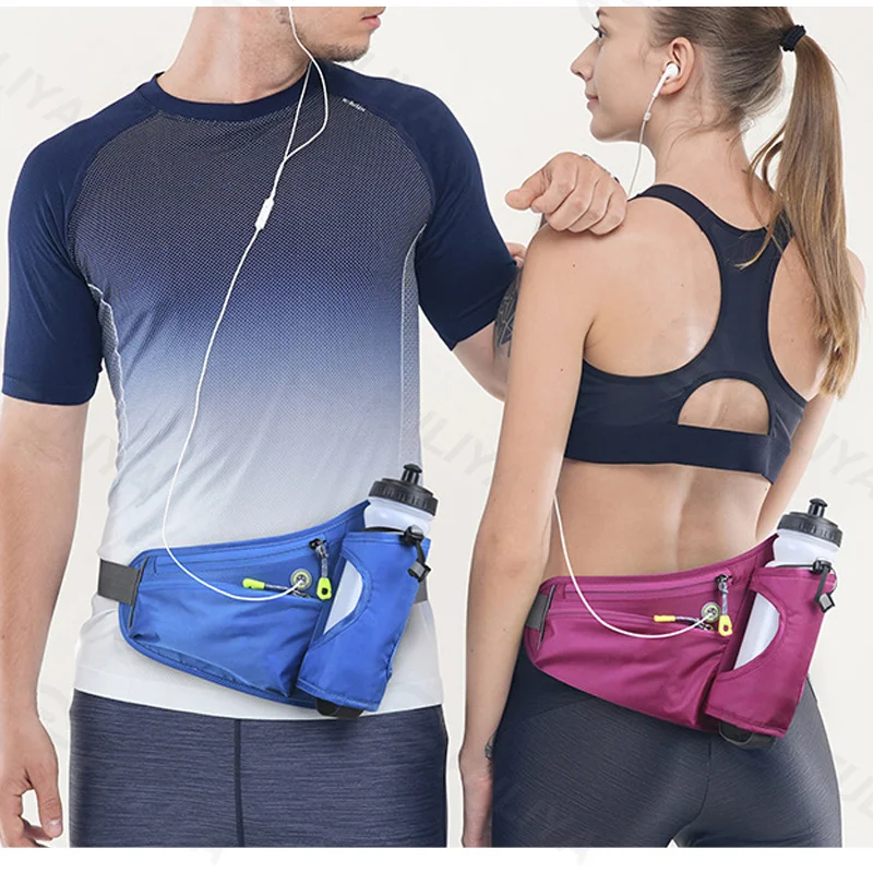 Guangzhou Fuliya Industry Co.,Ltd C-81246 Outdoor sports waist bag, nano waterproof, large capacity, dedicated water bottle pocket, headphone hole, reflective strips, locking zipper pulls, and breathable back panel - for running, fitness, and outdoor.