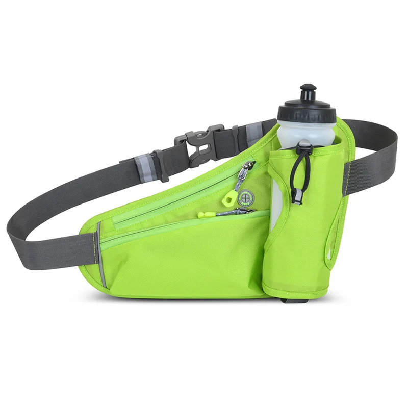 Guangzhou Fuliya Industry Co.,Ltd C-81246 Outdoor sports waist bag, nano waterproof, large capacity, dedicated water bottle pocket, headphone hole, reflective strips, locking zipper pulls, and breathable back panel - for running, fitness, and outdoor.