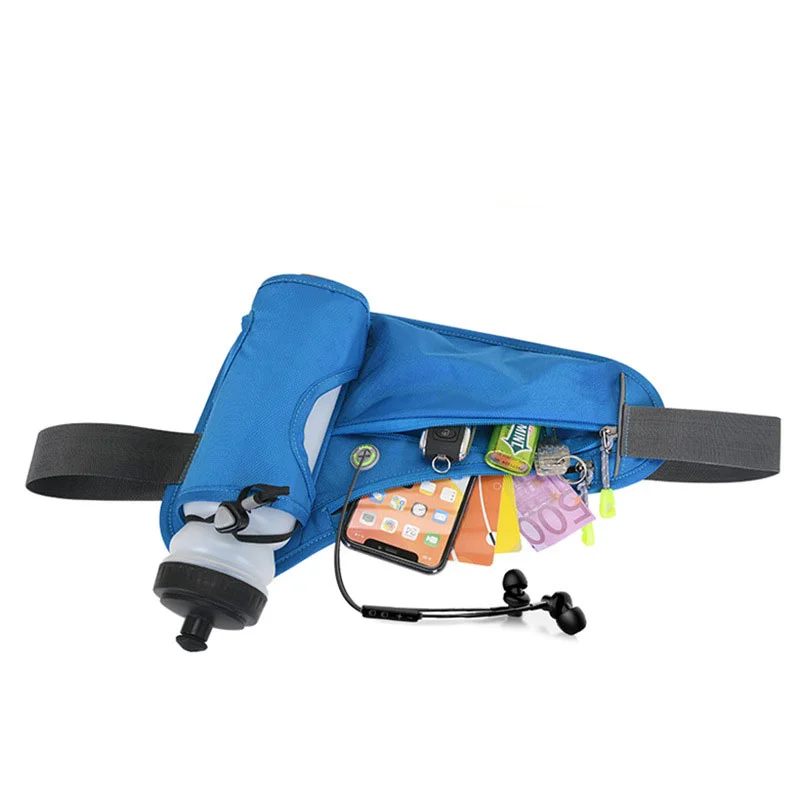 Guangzhou Fuliya Industry Co.,Ltd C-81246 Outdoor sports waist bag, nano waterproof, large capacity, dedicated water bottle pocket, headphone hole, reflective strips, locking zipper pulls, and breathable back panel - for running, fitness, and outdoor.