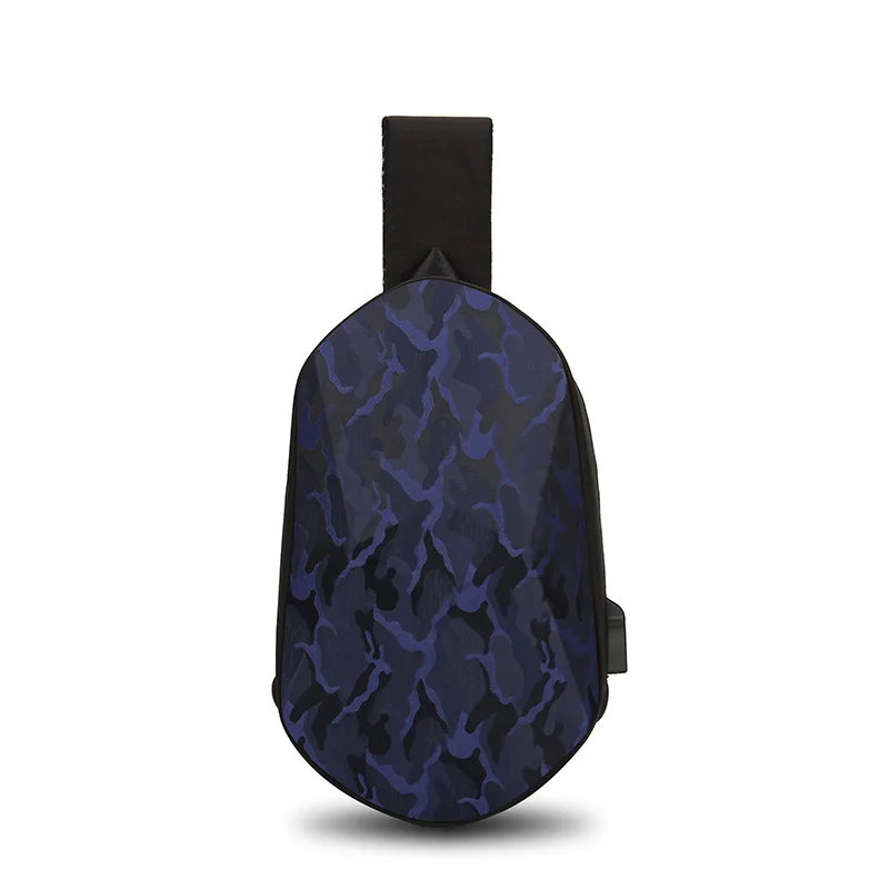 Guangzhou Fuliya Industry Co.,Ltd C-81247 Hard-shell chest bag, water-resistant, large capacity, USB charging port and adjustable strap - for cycling, travel, and daily use.