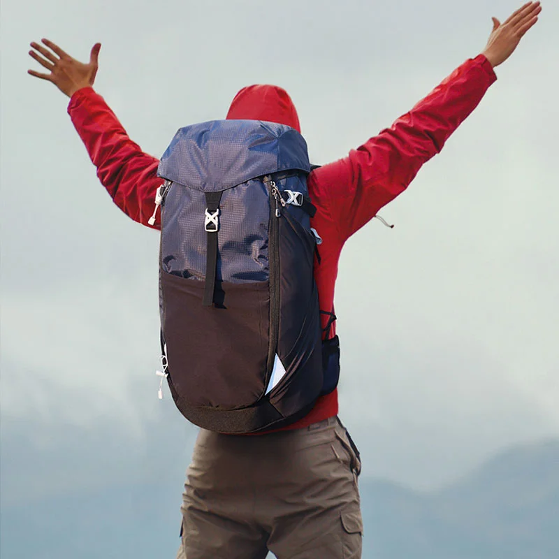 Guangzhou Fuliya Industry Co.,Ltd C-81285 50L outdoor hiking backpack, water-repellent, large capacity, laptop compartment, water bottle cord, and thickened sponge padding - for hiking, trekking, and camping.