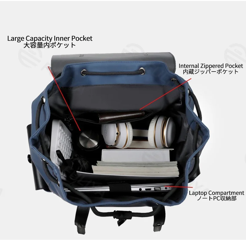 広州富麗雅実業有限会社  C-81250 メンズ防水巾着リュック、大容量多層収納、PC収納、内側ジッパーポケット、サイドポケット、スーツケーススリーブ、快適ハンドル - 通勤・旅行・通学に。