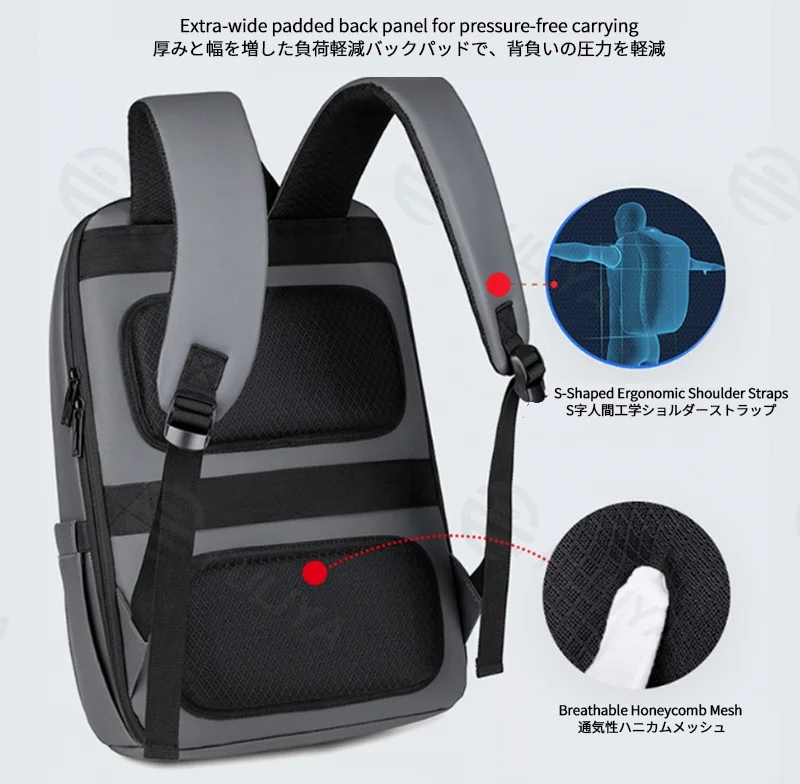 広州富麗雅実業有限会社  C-81252 ビジネス大容量リュック、撥水・耐磨耗、PC収納、スーツケーススリーブ、反射ストリップ、ハニカム通気背パネル - 通勤・出張・旅行に。