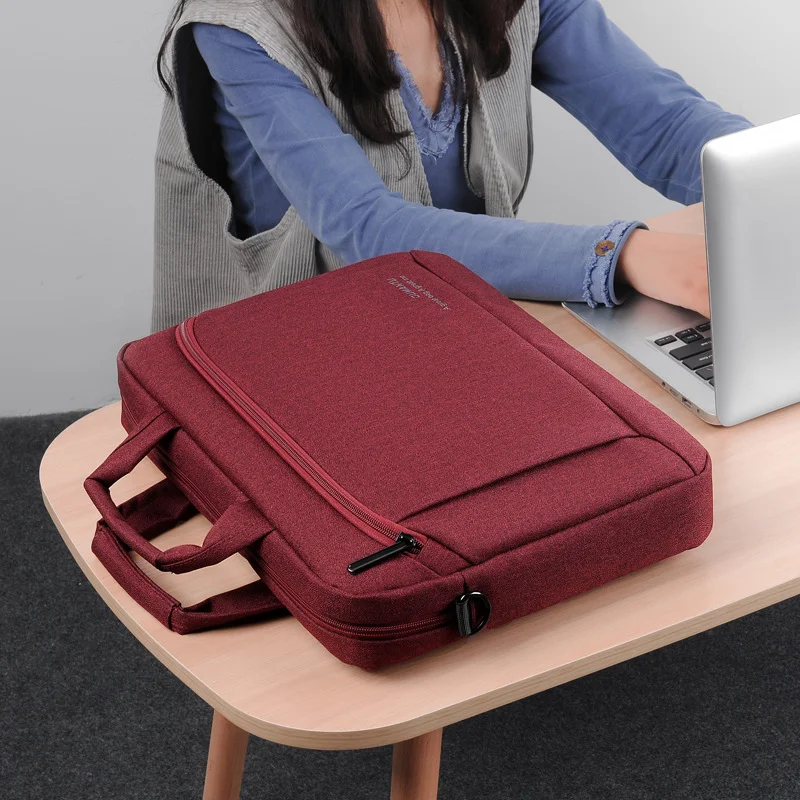 広州富麗雅実業有限会社  C-81255 手提げPCバッグ、撥水・防傷、フリース衝撃吸収、前後ジッパーポケット、トローリースリーブ、取り外しショルダー - 通勤・出張・デイリーに。