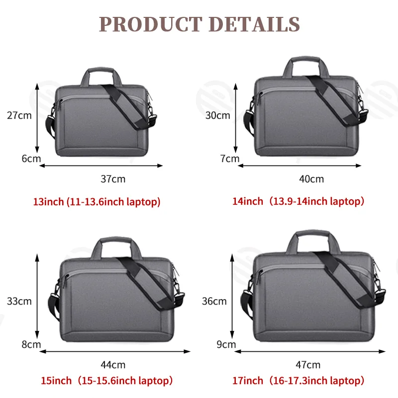 Guangzhou Fuliya Industry Co.,Ltd C-81255 Laptop handbag, water-resistant and scratch-resistant, fleece-lined shock absorption, front/back zipper pockets, trolley sleeve, and detachable shoulder strap - for commuting, business trips, and daily use.