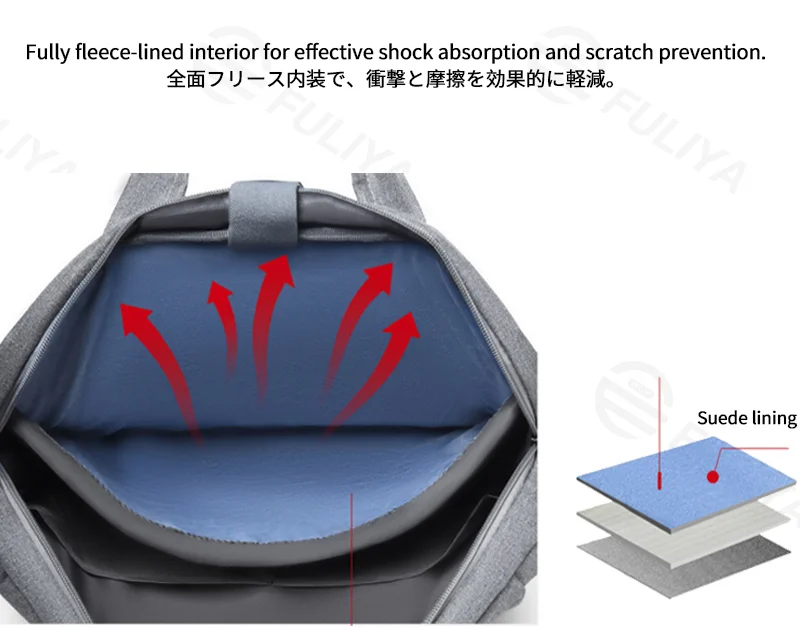 Guangzhou Fuliya Industry Co.,Ltd C-81255 Laptop handbag, water-resistant and scratch-resistant, fleece-lined shock absorption, front/back zipper pockets, trolley sleeve, and detachable shoulder strap - for commuting, business trips, and daily use.