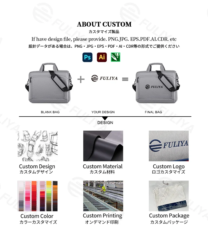 Guangzhou Fuliya Industry Co.,Ltd C-81255 Laptop handbag, water-resistant and scratch-resistant, fleece-lined shock absorption, front/back zipper pockets, trolley sleeve, and detachable shoulder strap - for commuting, business trips, and daily use.