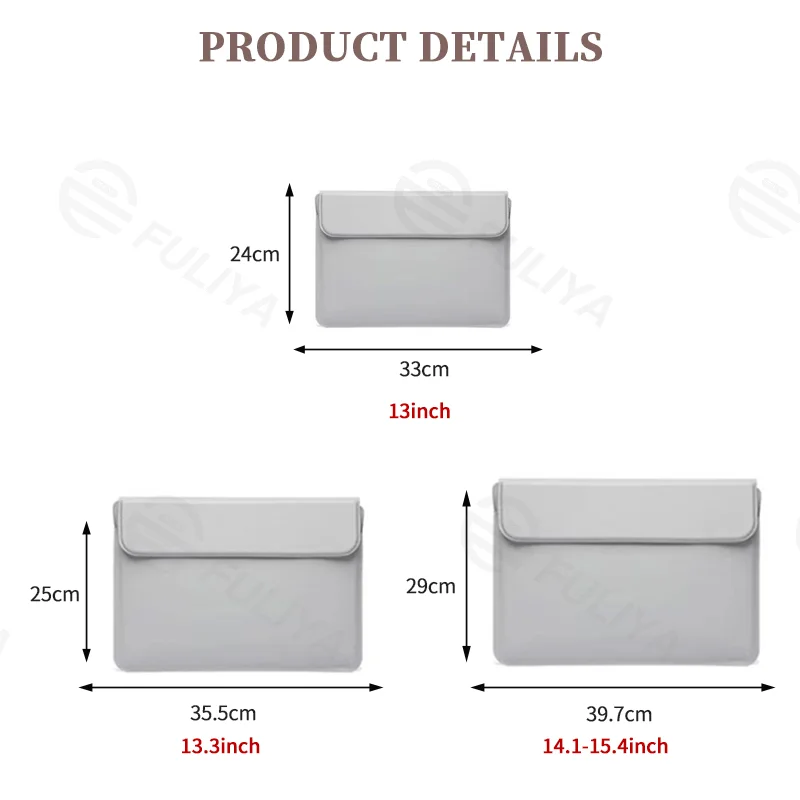 Guangzhou Fuliya Industry Co.,Ltd C-81257 2-in-1 laptop sleeve with magnetic foldable stand, doubles as cooling stand and wrist rest, waterproof soft leather, strong magnets - for MacBook, Lenovo, Huawei, etc.