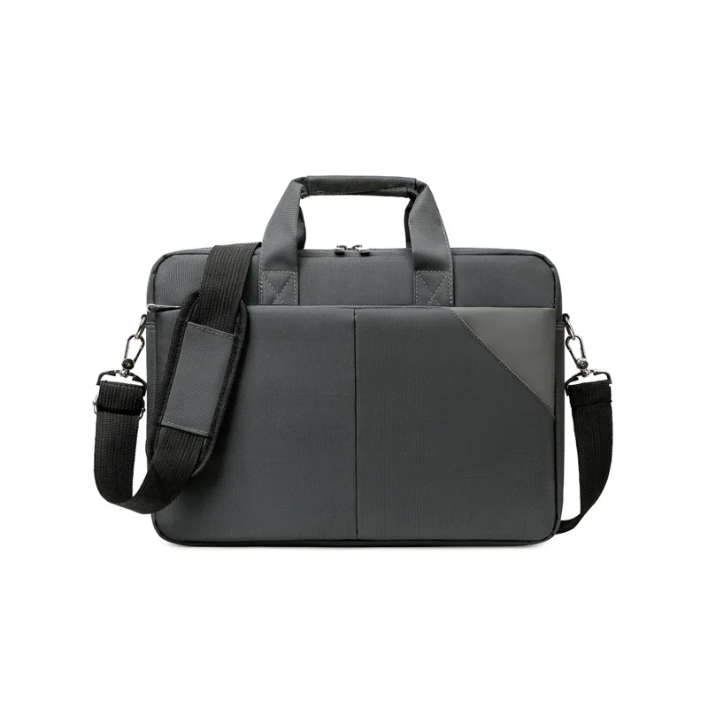 Guangzhou Fuliya Industry Co.,Ltd C-81260 16-inch nylon laptop bag, hand/shoulder/crossbody carry, padded shoulder strap, front and back pockets, multi-layer interior, and luggage strap - for business, office, and travel.