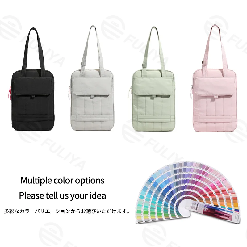 Guangzhou Fuliya Industry Co.,Ltd C-81261 Women's laptop tote bag, hand or shoulder carry, main compartment, front slip pocket, Velcro pocket, and fixed handle - shockproof protection for commuting, office, and daily use.