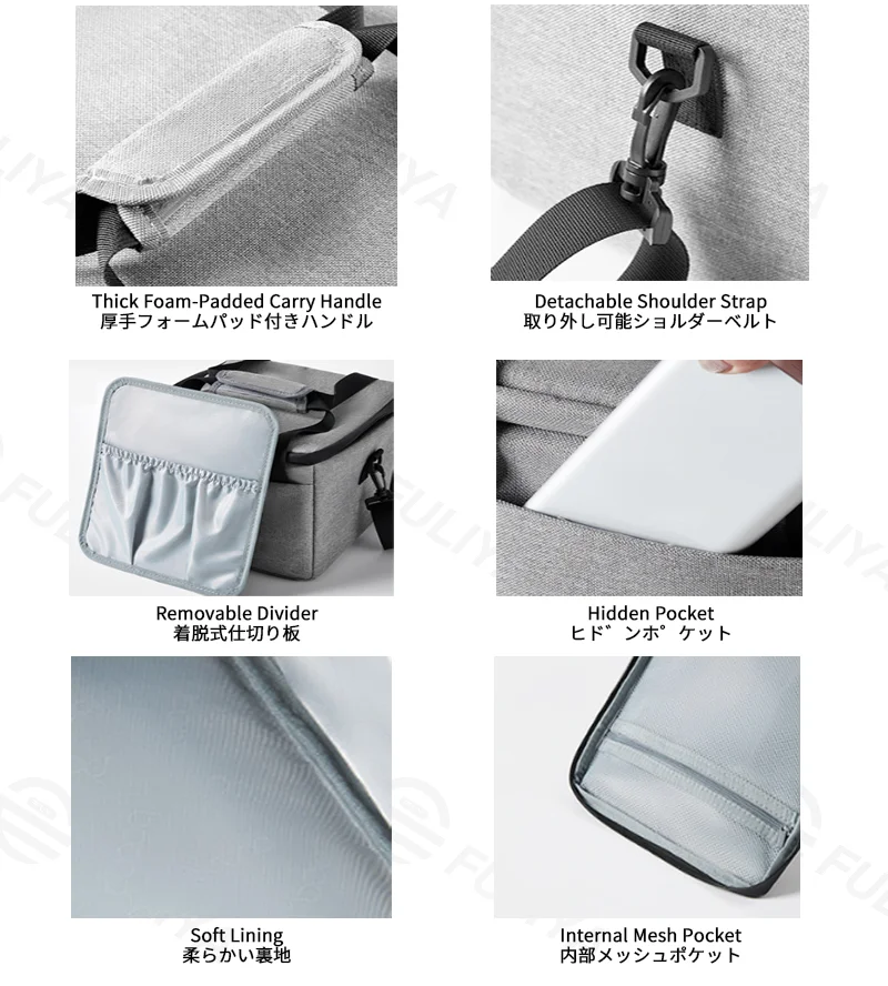 広州富麗雅実業有限会社 C-81271 プロジェクター手提げ収納バッグ、撥水・防傷、厚手フォームハンドル、着脱仕切り、隠しポケット、メッシュポケット、柔らかい裏地で防塵