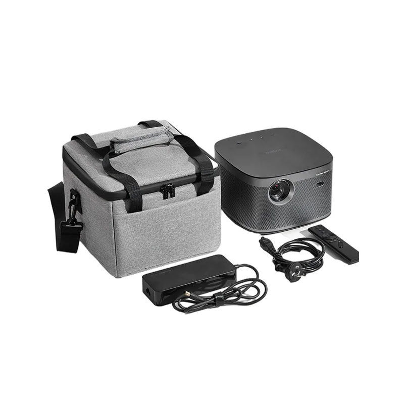 Guangzhou Fuliya Industry Co.,Ltd C-81271 Projector hand-carry storage bag, water-resistant and scratch-resistant, thick foam handle, removable divider, hidden pocket, and mesh pocket, soft lining for dust protection.