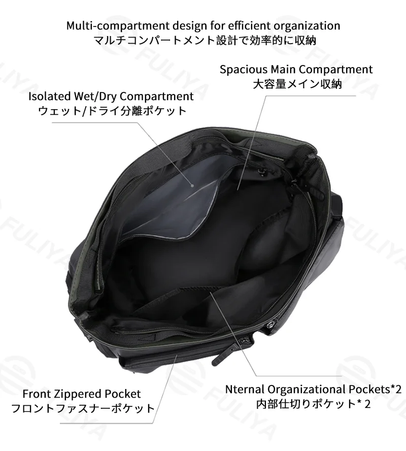 広州富麗雅実業有限会社 C-81275 短期旅行ジムバッグ、撥水・耐磨耗、30L→40L拡張、独立シューズ収納、乾湿分離ポケット、多仕切り、背面スーツケースポケット - 旅行・フィットネス・デイリーに。