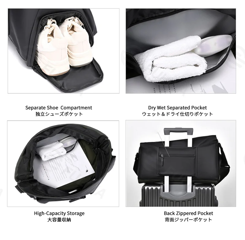 広州富麗雅実業有限会社 C-81275 短期旅行ジムバッグ、撥水・耐磨耗、30L→40L拡張、独立シューズ収納、乾湿分離ポケット、多仕切り、背面スーツケースポケット - 旅行・フィットネス・デイリーに。