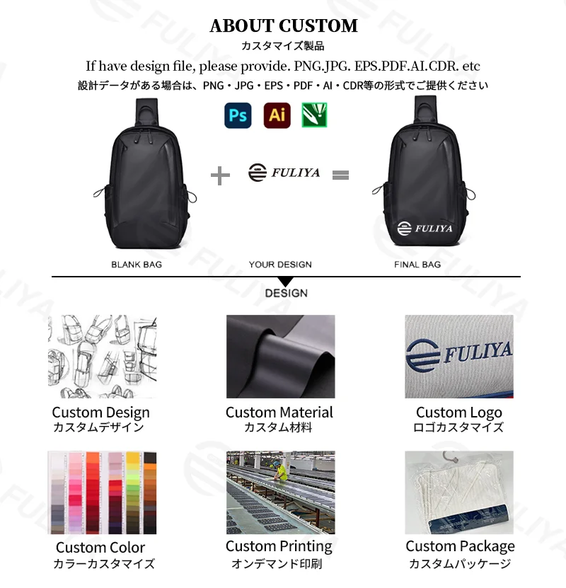 広州富麗雅実業有限会社 C-81279 軽量チェストバッグ、調節可能回転フックショルダー、取り外しフック、通気性ストラップ、前面・サイド・背面防犯ジッパーポケット、スムーズジッパー - スポーツ・通勤・デイリーに。