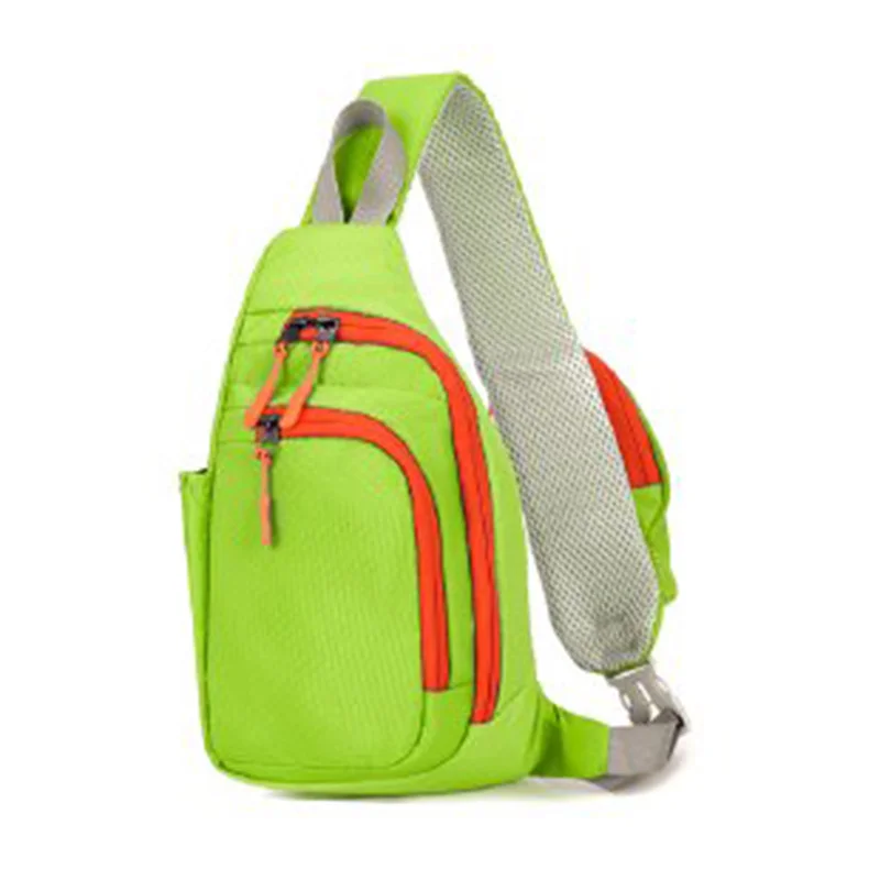 Guangzhou Fuliya Industry Co.,Ltd C-81282 Sports casual chest bag, multi-pocket large capacity, handle, breathable back panel, elastic side pocket, and front zipper pocket - shoulder, crossbody, or hand carry.