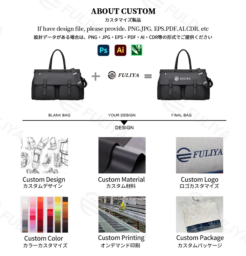 Guangzhou Fuliya Industry Co.,Ltd C-81284 Men's casual travel bag, large capacity with multi-layer storage, front/back zipper pockets, detachable hook, metal buckle, and wet/dry compartment - for commuting, fitness, and travel.