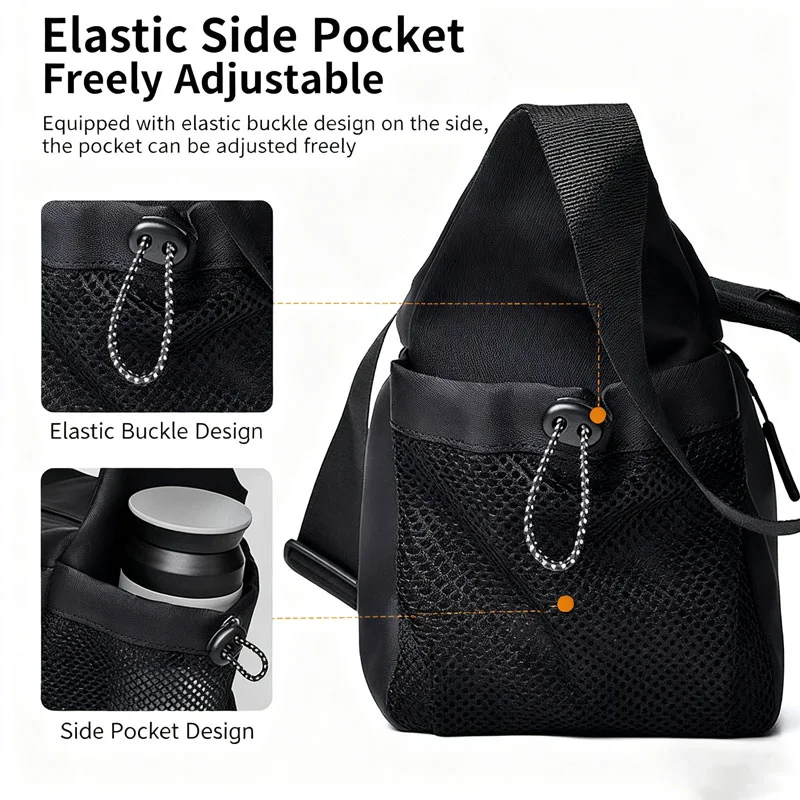 Guangzhou Fuliya Industry Co.,Ltd C-81292 Waterproof crossbody bag, large capacity with compartments, main pocket, zipper pocket, document pocket, and elastic side pocket, adjustable buckle - for commuting, business, and daily use.