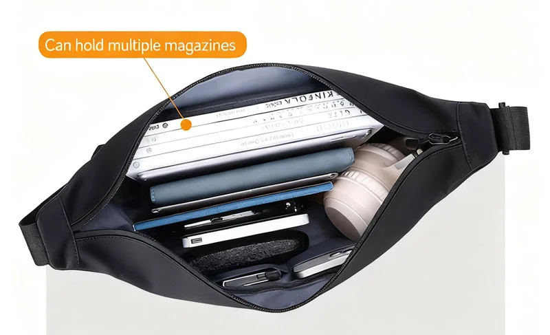 Guangzhou Fuliya Industry Co.,Ltd C-81292 Waterproof crossbody bag, large capacity with compartments, main pocket, zipper pocket, document pocket, and elastic side pocket, adjustable buckle - for commuting, business, and daily use.