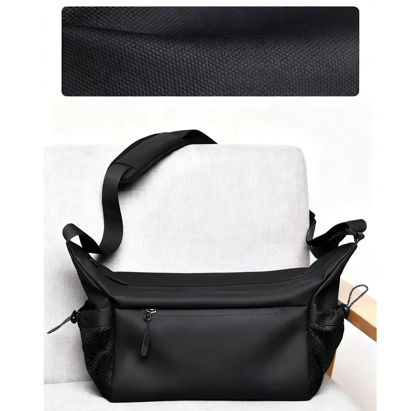 Guangzhou Fuliya Industry Co.,Ltd C-81292 Waterproof crossbody bag, large capacity with compartments, main pocket, zipper pocket, document pocket, and elastic side pocket, adjustable buckle - for commuting, business, and daily use.