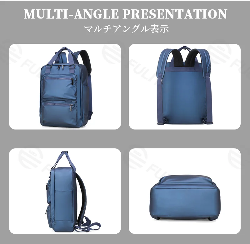 Guangzhou Fuliya Industry Co.,Ltd C-81294 PU waterproof backpack, large capacity, front zipper pocket, side pocket, adjustable strap, and pressure-relieving back padding - for commuting, sports, and travel.