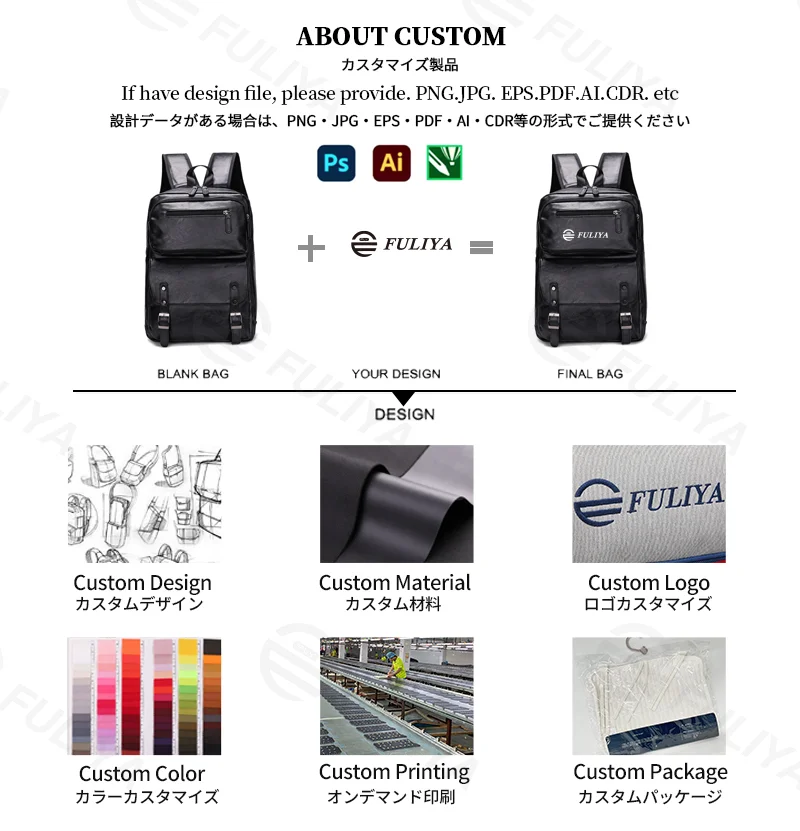 Guangzhou Fuliya Industry Co.,Ltd C-81295 PU backpack, large capacity with compartments, laptop compartment, inner zipper pocket, hidden zipper pocket, adjustable buckle, and breathable strap - for commuting, business, and travel.