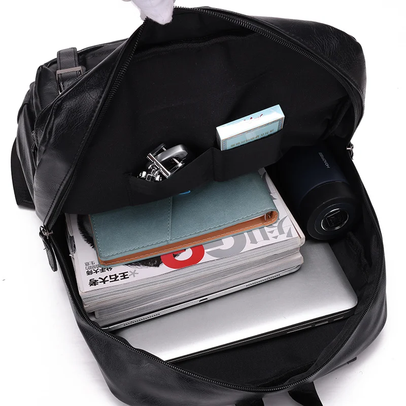 Guangzhou Fuliya Industry Co.,Ltd C-81295 PU backpack, large capacity with compartments, laptop compartment, inner zipper pocket, hidden zipper pocket, adjustable buckle, and breathable strap - for commuting, business, and travel.