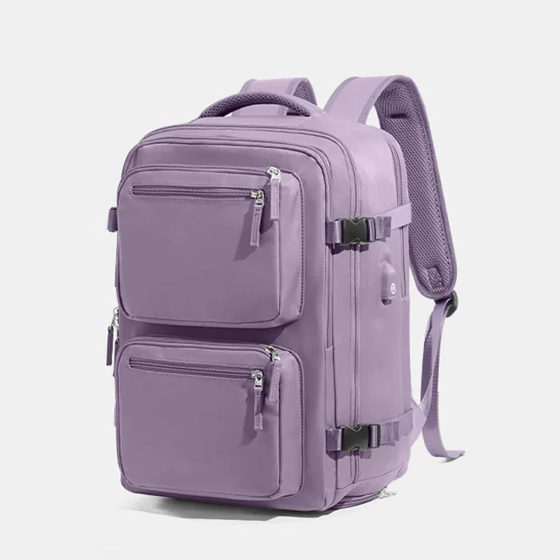 Guangzhou Fuliya Industry Co.,Ltd C-81298 Multi-functional travel backpack, 180° full-open, approx. 35L, shoe compartment, laptop compartment, luggage strap, and breathable back panel - for commuting, business trips, and short travel.