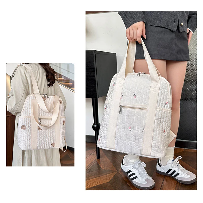 Guangzhou Fuliya Industry Co.,Ltd C-81301 Lightweight waterproof embroidered mommy backpack, luggage sleeve, wide opening, multi-pockets - for baby outings and travel.