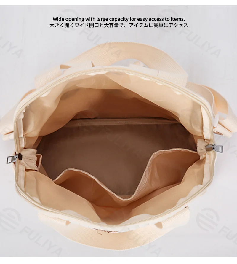 Guangzhou Fuliya Industry Co.,Ltd C-81301 Lightweight waterproof embroidered mommy backpack, luggage sleeve, wide opening, multi-pockets - for baby outings and travel.