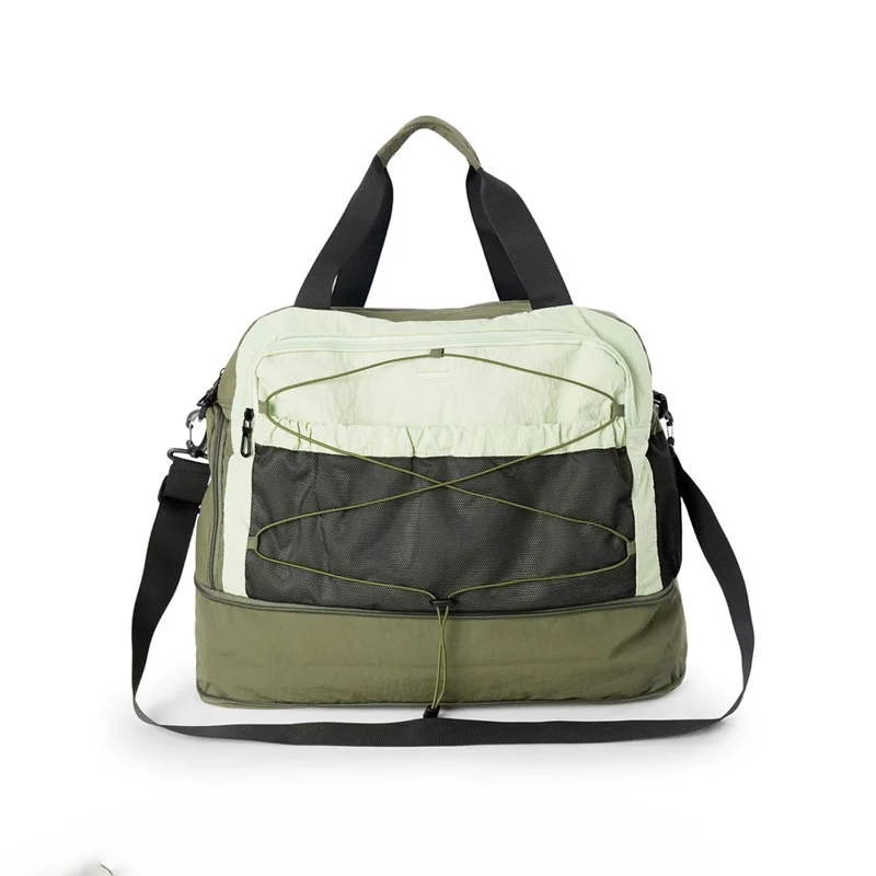 Guangzhou Fuliya Industry Co.,Ltd C-81316 Sports-style travel gym bag, expandable height, wet/dry separation, shoe compartment, multi-pockets, luggage sleeve, water-repellent fabric - for travel, fitness, and daily.