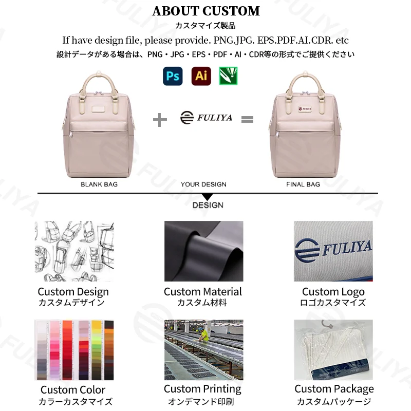 Guangzhou Fuliya Industry Co.,Ltd C-81321 Large-capacity backpack, multi-layer storage, built-in laptop compartment, luggage pass-through sleeve, wide shoulder straps and comfortable handle - suitable for commuting, travel, and daily use.