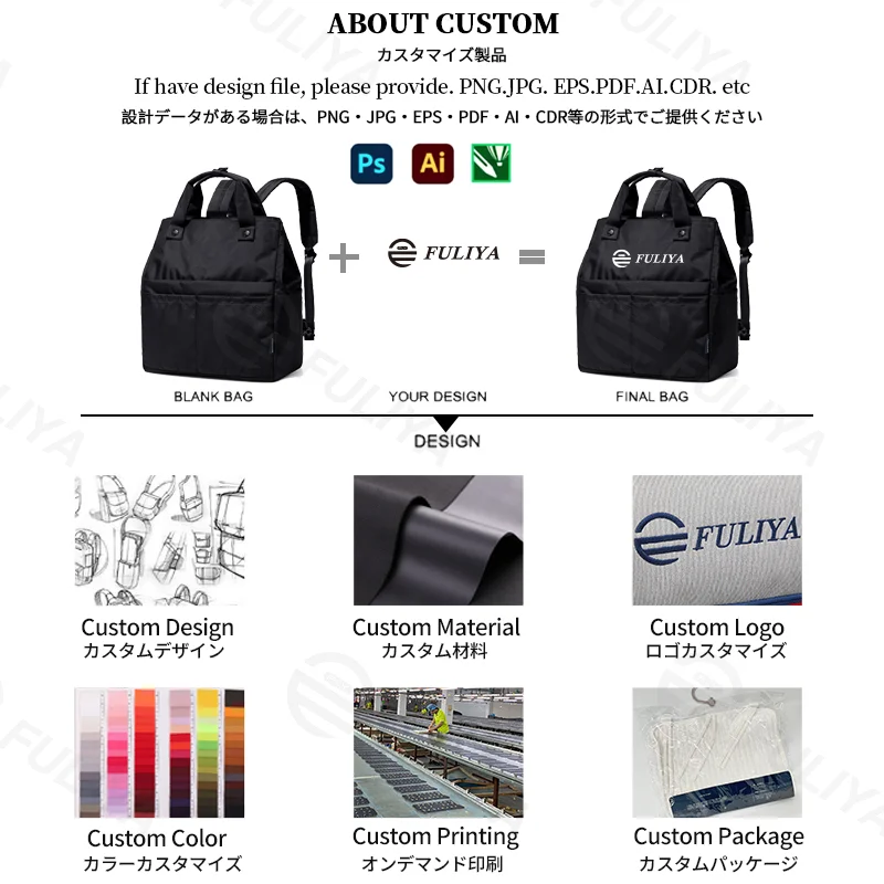 Guangzhou Fuliya Industry Co.,Ltd C-81324 Lightweight large-capacity backpack, crossbody or backpack carry, back zipper pocket conceals straps to convert into a handheld bag, multiple pockets - for business, travel, and casual.