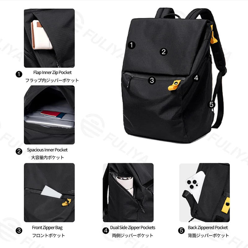 Guangzhou Fuliya Industry Co.,Ltd C-81329 Lightweight waterproof backpack with detachable pouch, 15.6″ laptop compartment, multi-pockets, luggage sleeve - for business, travel, hiking, and students.