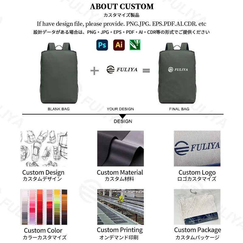 Guangzhou Fuliya Industry Co.,Ltd C-81331 Water-repellent durable fabric, large capacity, laptop sleeve, luggage pass-through, breathable back - for commuting, business, travel, hiking.